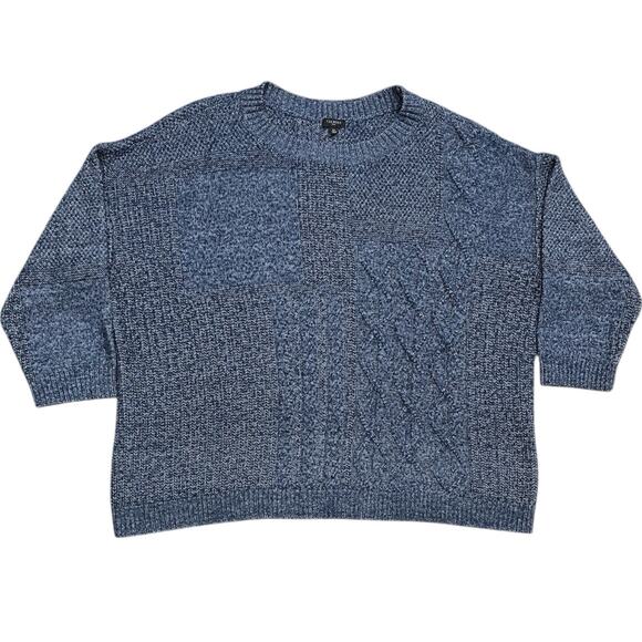 Talbots Sweaters - Talbots Plus Size 3X Sweater Womens Marled Cable Knit Pullover Blue Patchwork
